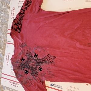 Xl men's Rebel Saints v neck tee (Affliction style)